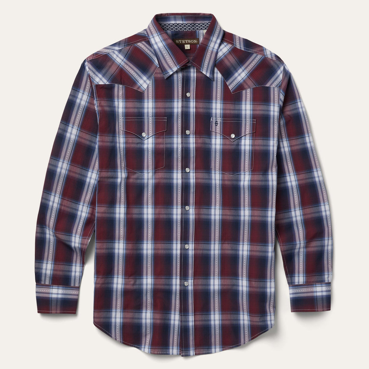 Good Luck Plaid Western Shirt Wine | Stetson