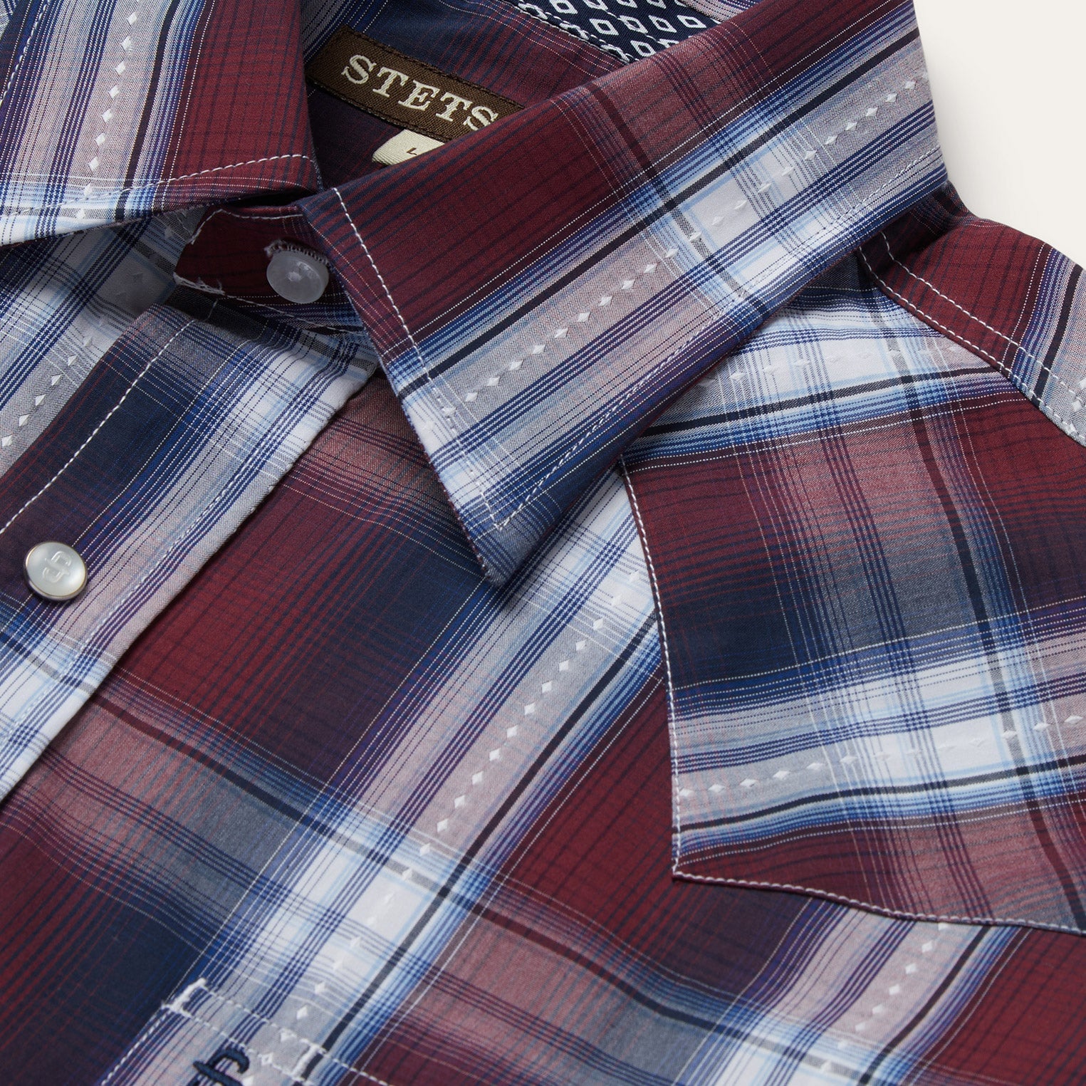 Good Luck Plaid Western Shirt Wine | Stetson
