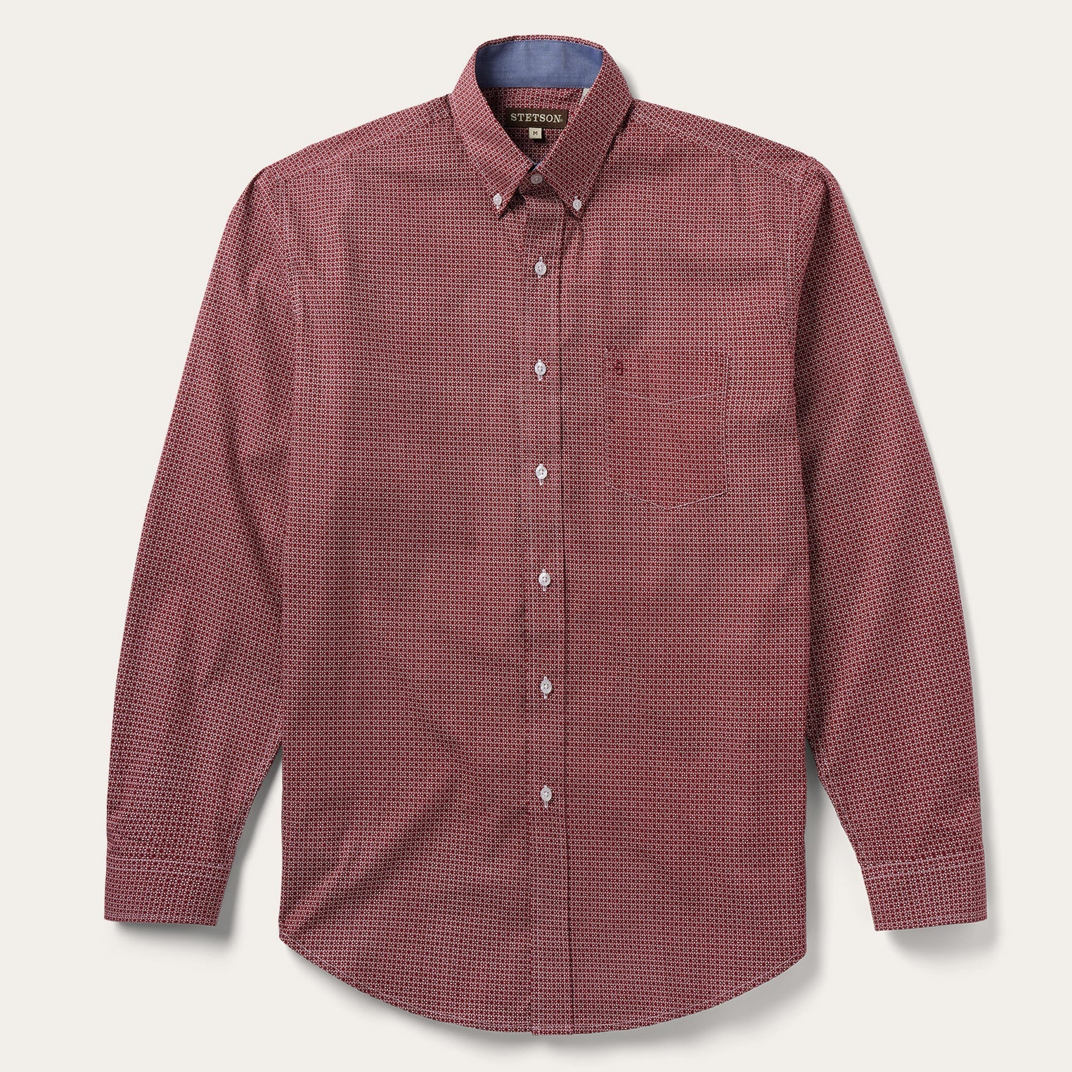 Micro Print Button-Front Shirt Red | Stetson