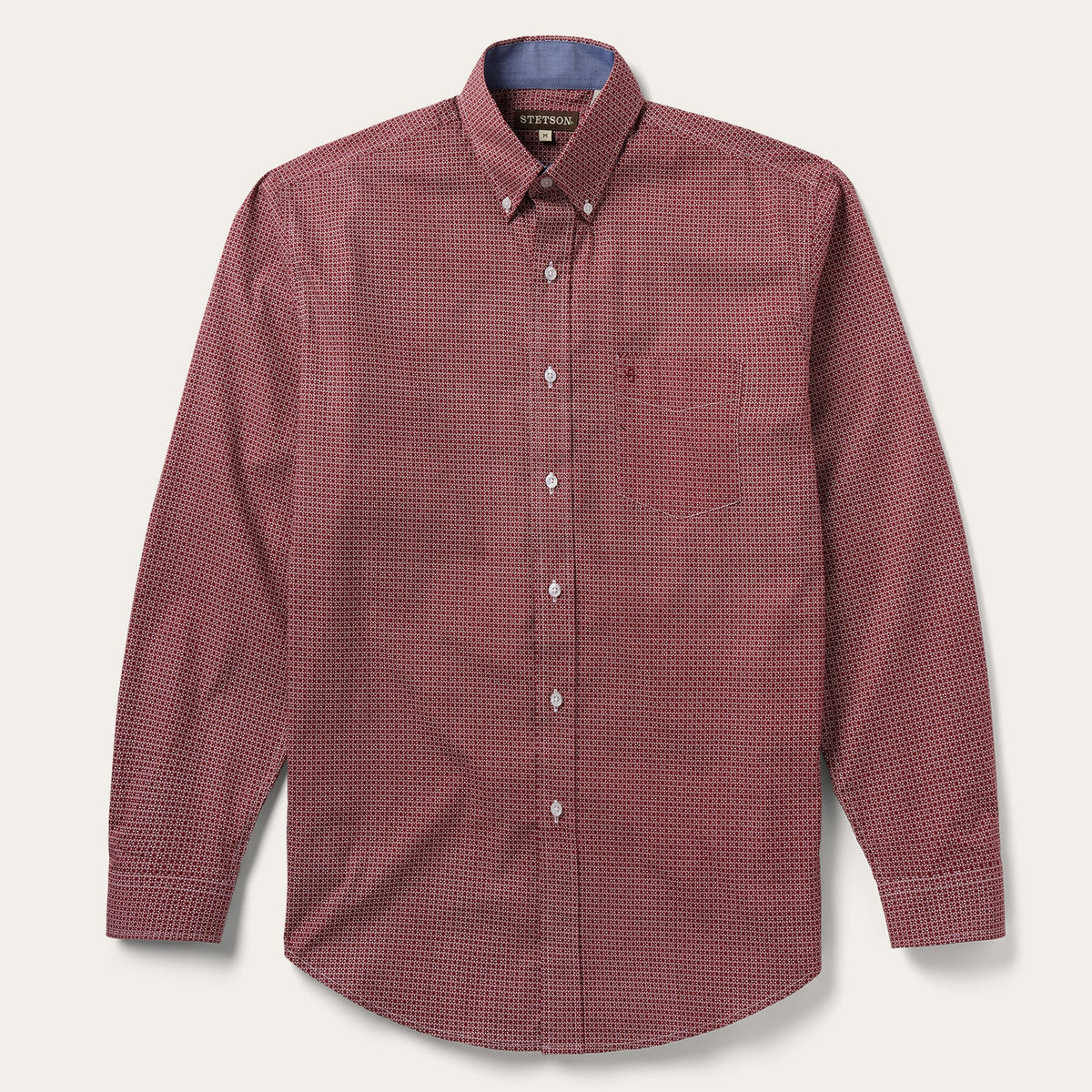 Micro Print Button-Front Shirt Red | Stetson
