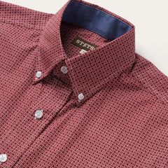 Micro Print Button-Front Shirt Red | Stetson