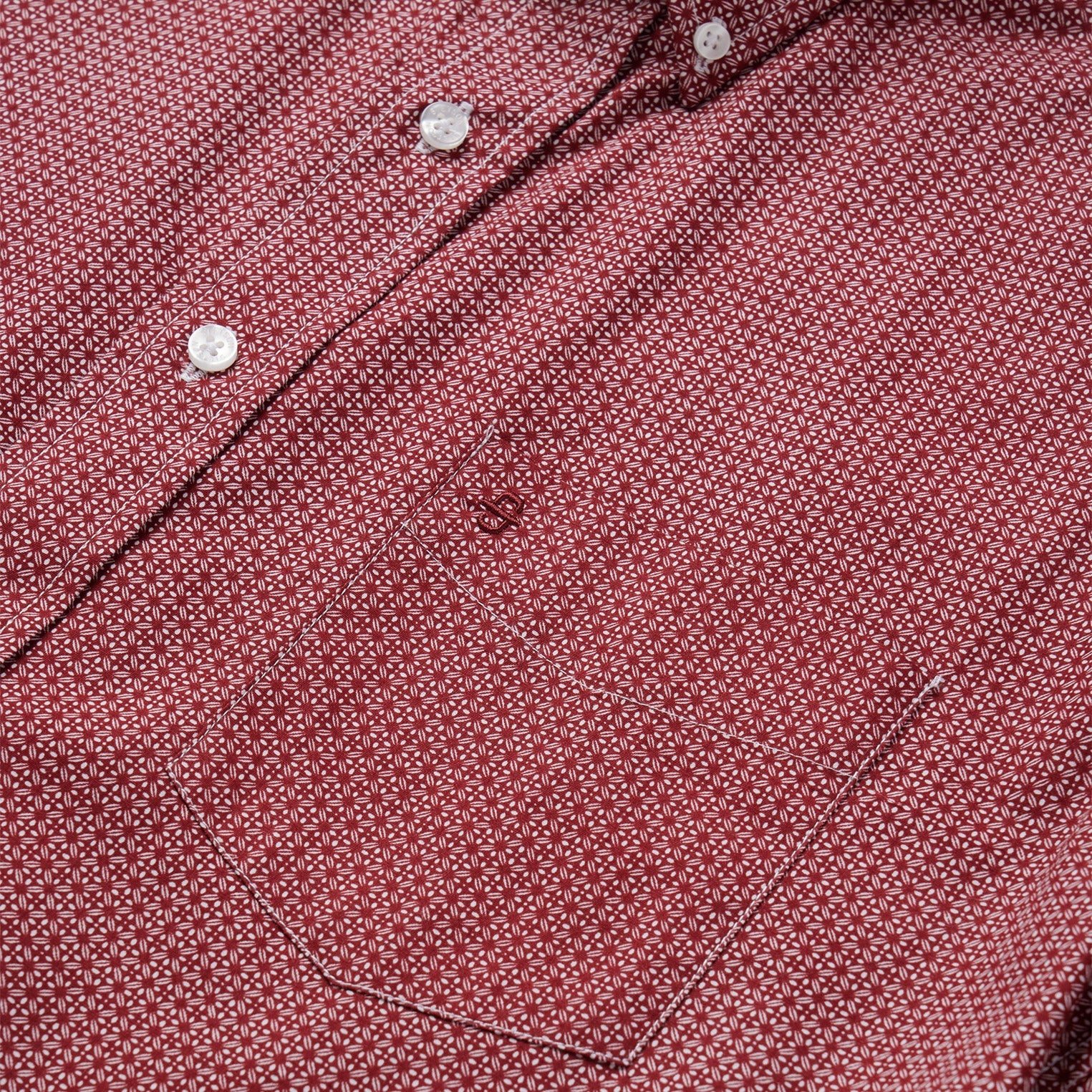 Micro Print Button-Front Shirt Red | Stetson