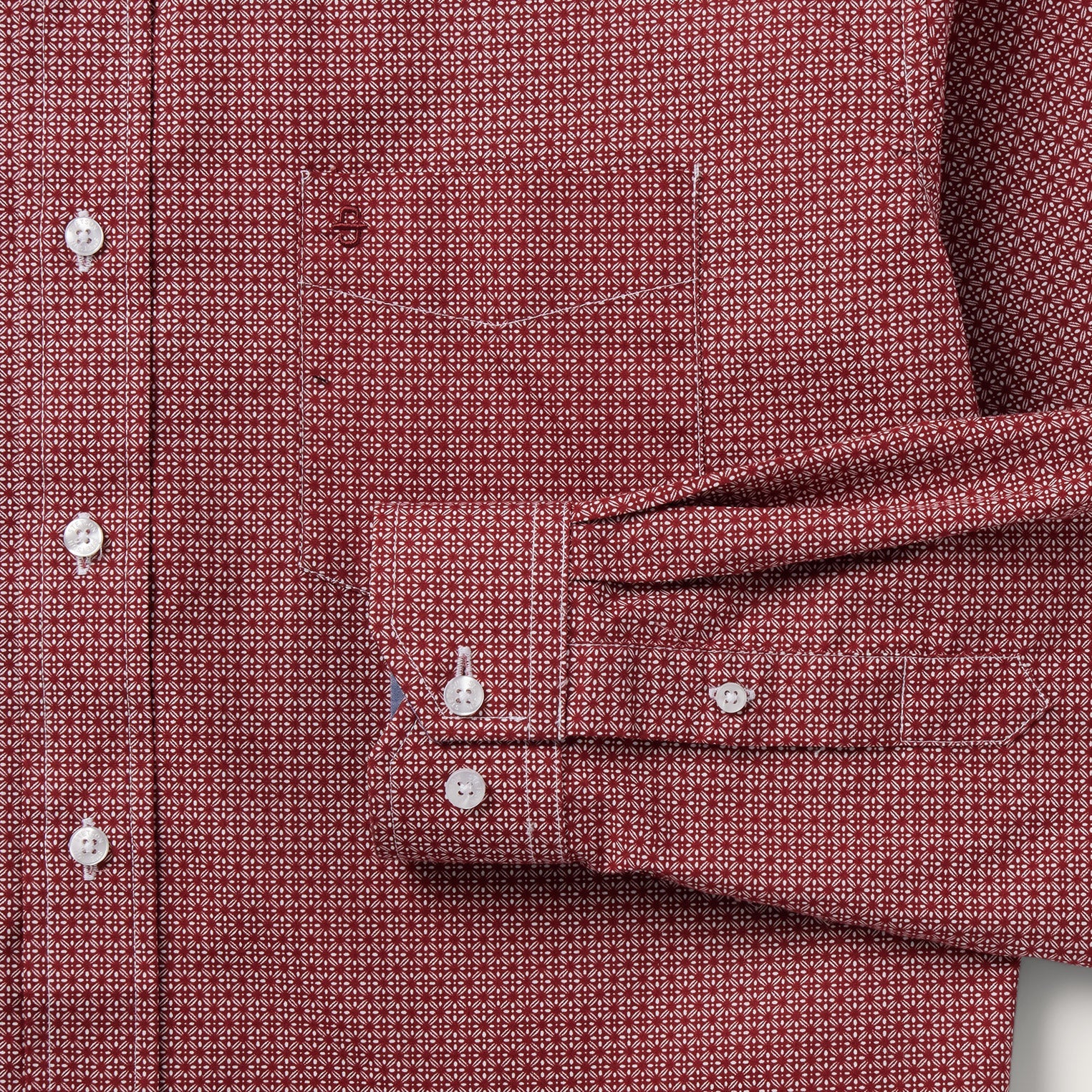 Micro Print Button-Front Shirt Red | Stetson