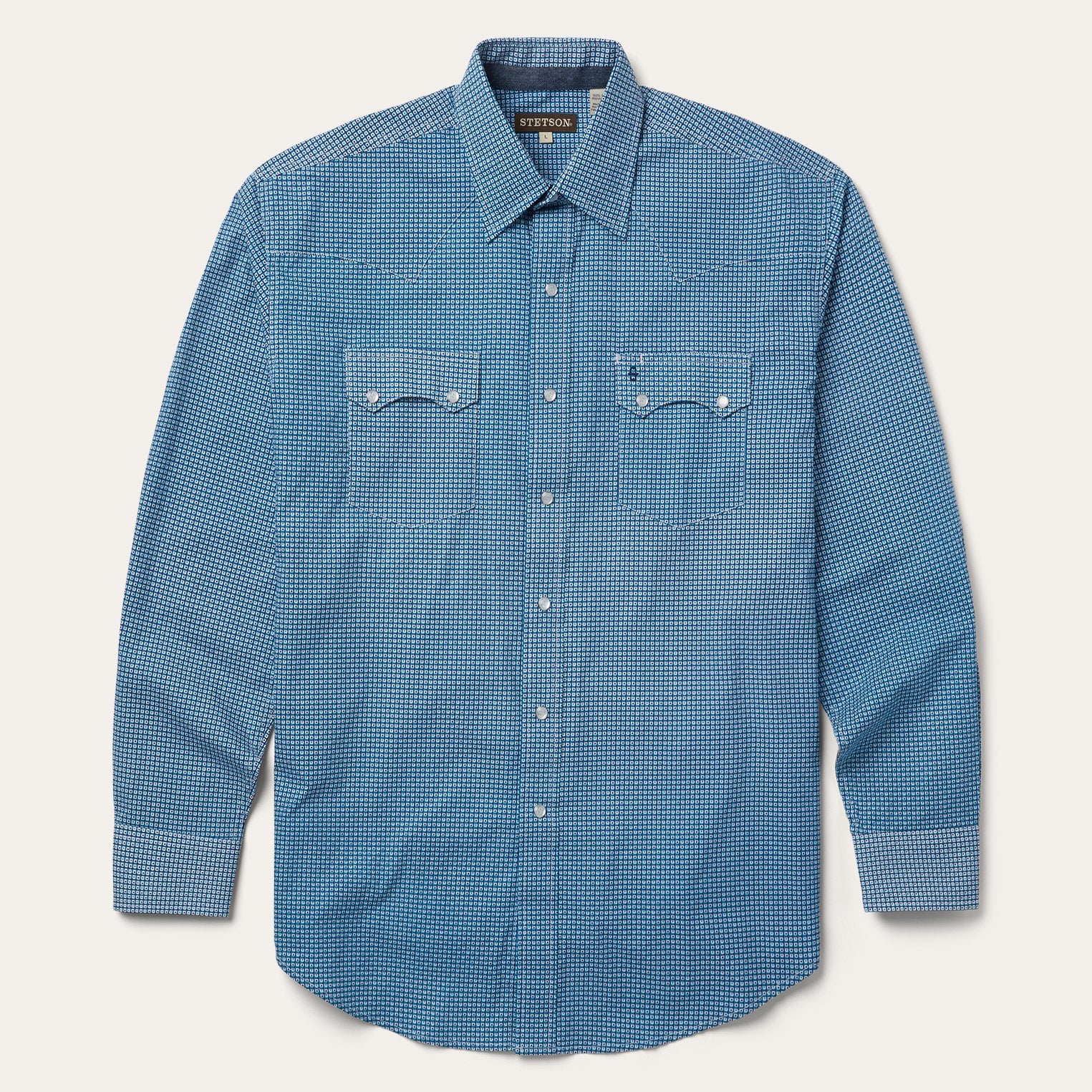 Micro Print Western Shirt Blue | Stetson