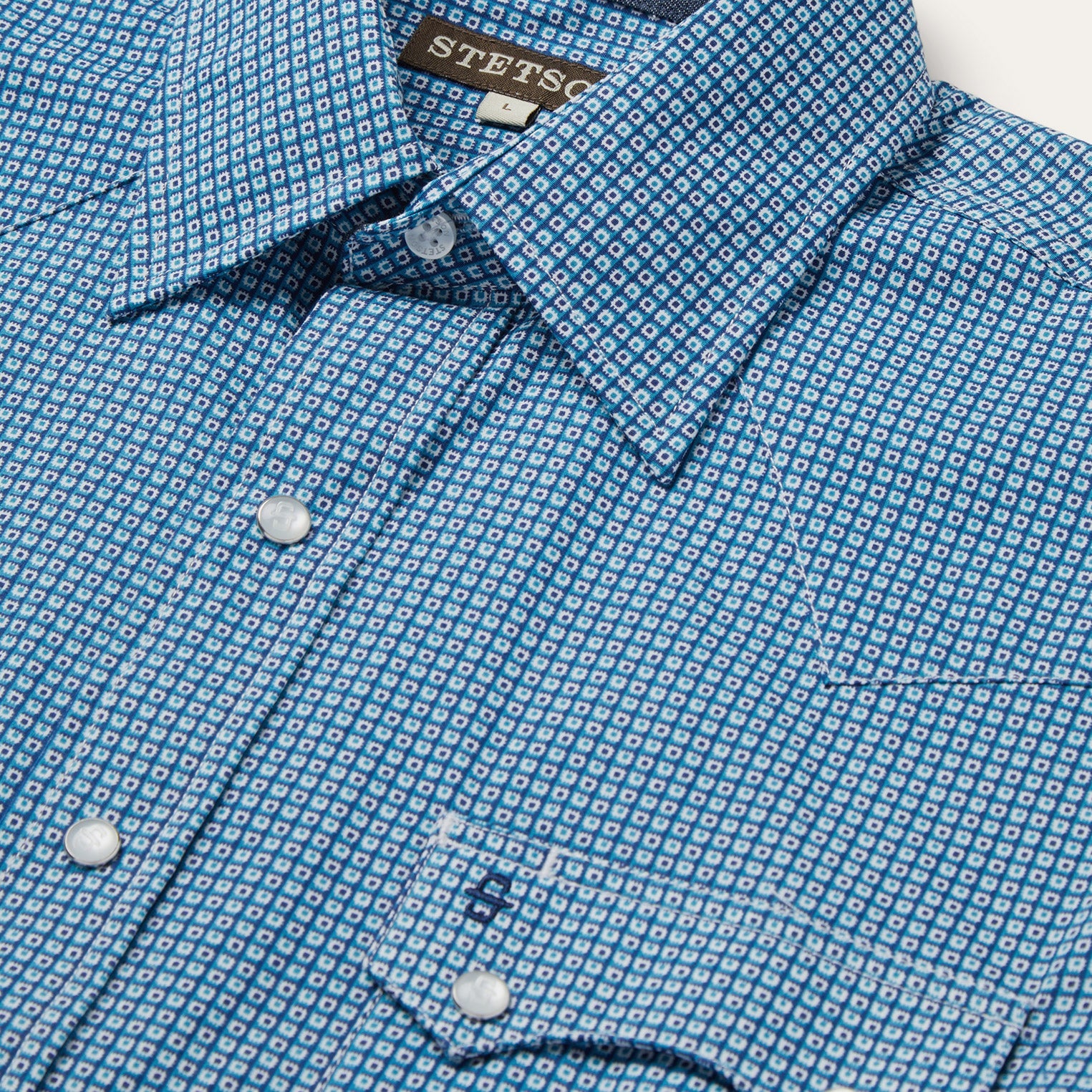Micro Print Western Shirt Blue | Stetson