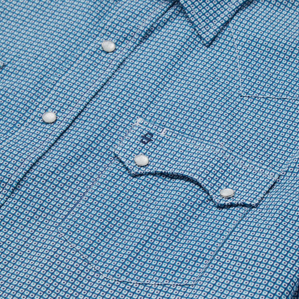 Micro Print Western Shirt Blue | Stetson