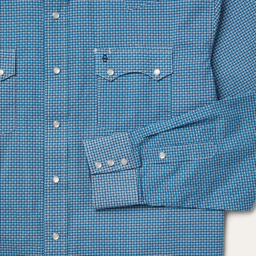 Micro Print Western Shirt Blue | Stetson