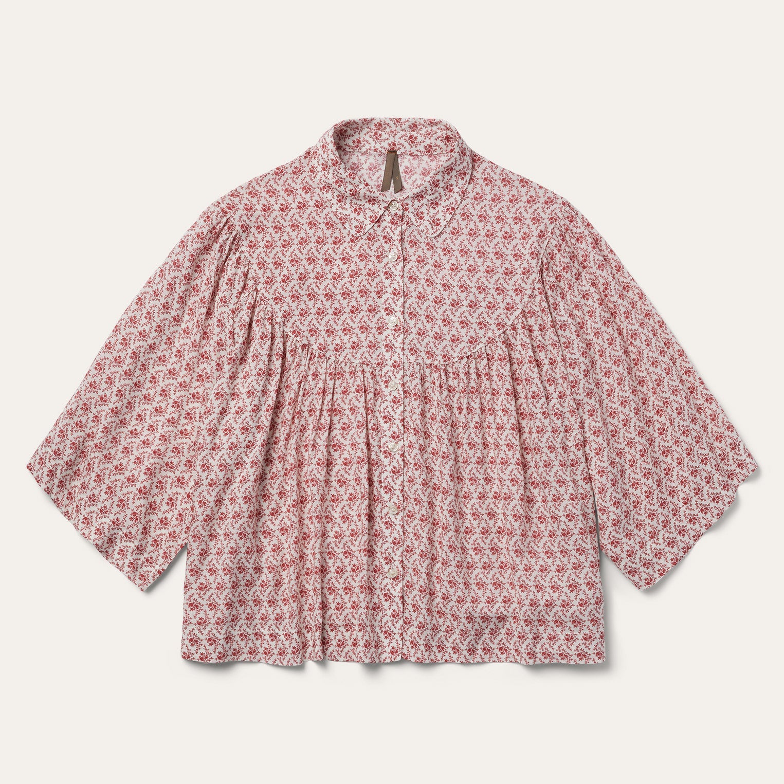 Short-Sleeved Cottage Floral Blouse Red | Stetson