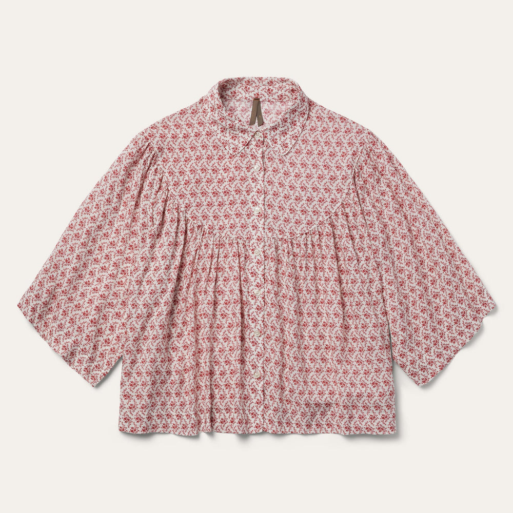 Short-Sleeved Cottage Floral Blouse Red | Stetson