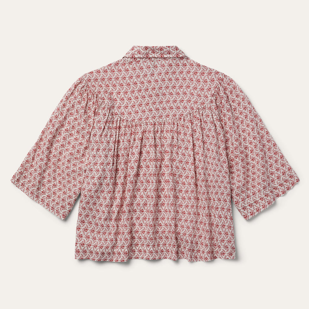 Short-Sleeved Cottage Floral Blouse Red | Stetson