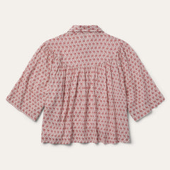 Short-Sleeved Cottage Floral Blouse Red | Stetson