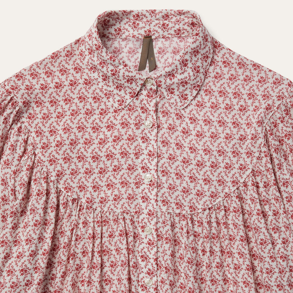 Short-Sleeved Cottage Floral Blouse Red | Stetson