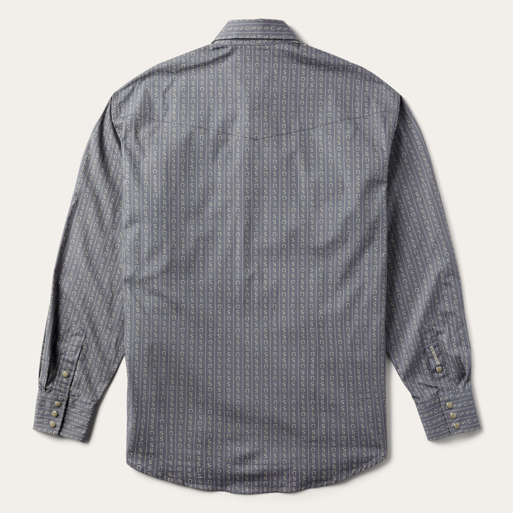 Horseshoe Stripe Print Shirt Grey | Stetson