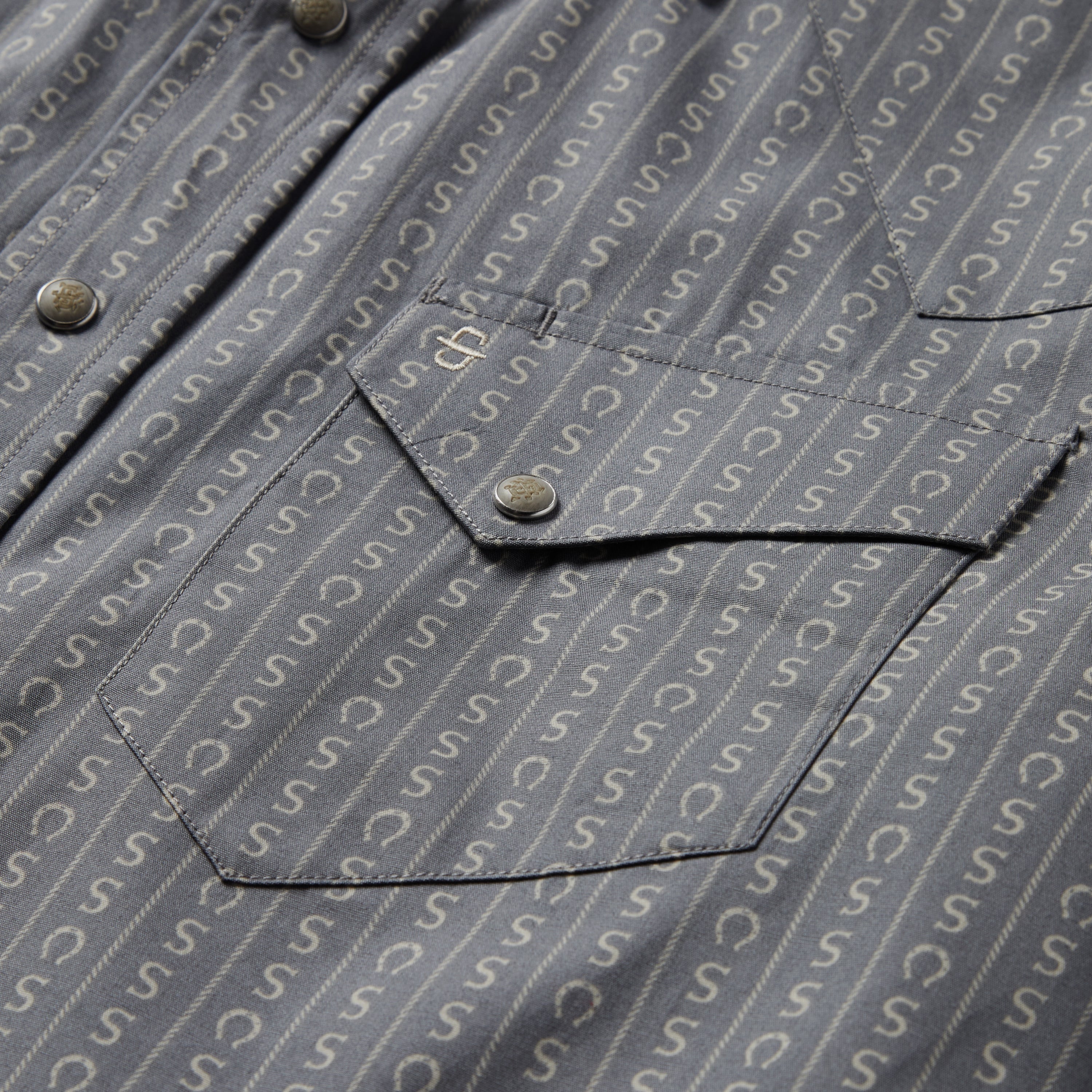 Horseshoe Stripe Print Shirt Grey | Stetson
