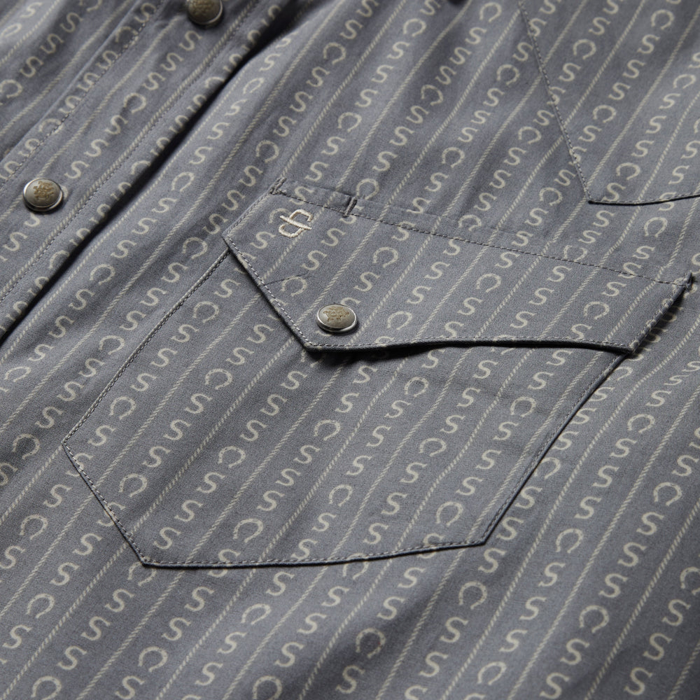 Horseshoe Stripe Print Shirt Grey | Stetson