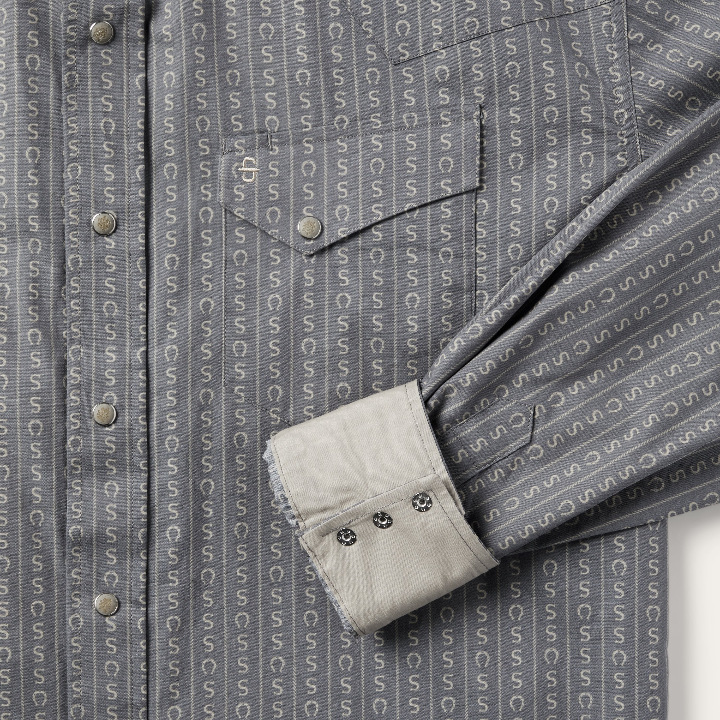 Horseshoe Stripe Print Shirt Grey | Stetson