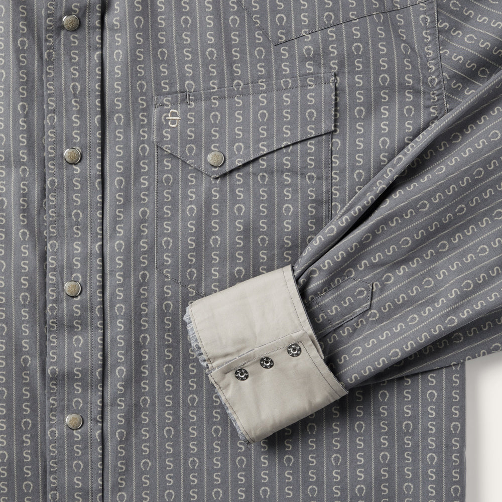 Horseshoe Stripe Print Shirt Grey | Stetson
