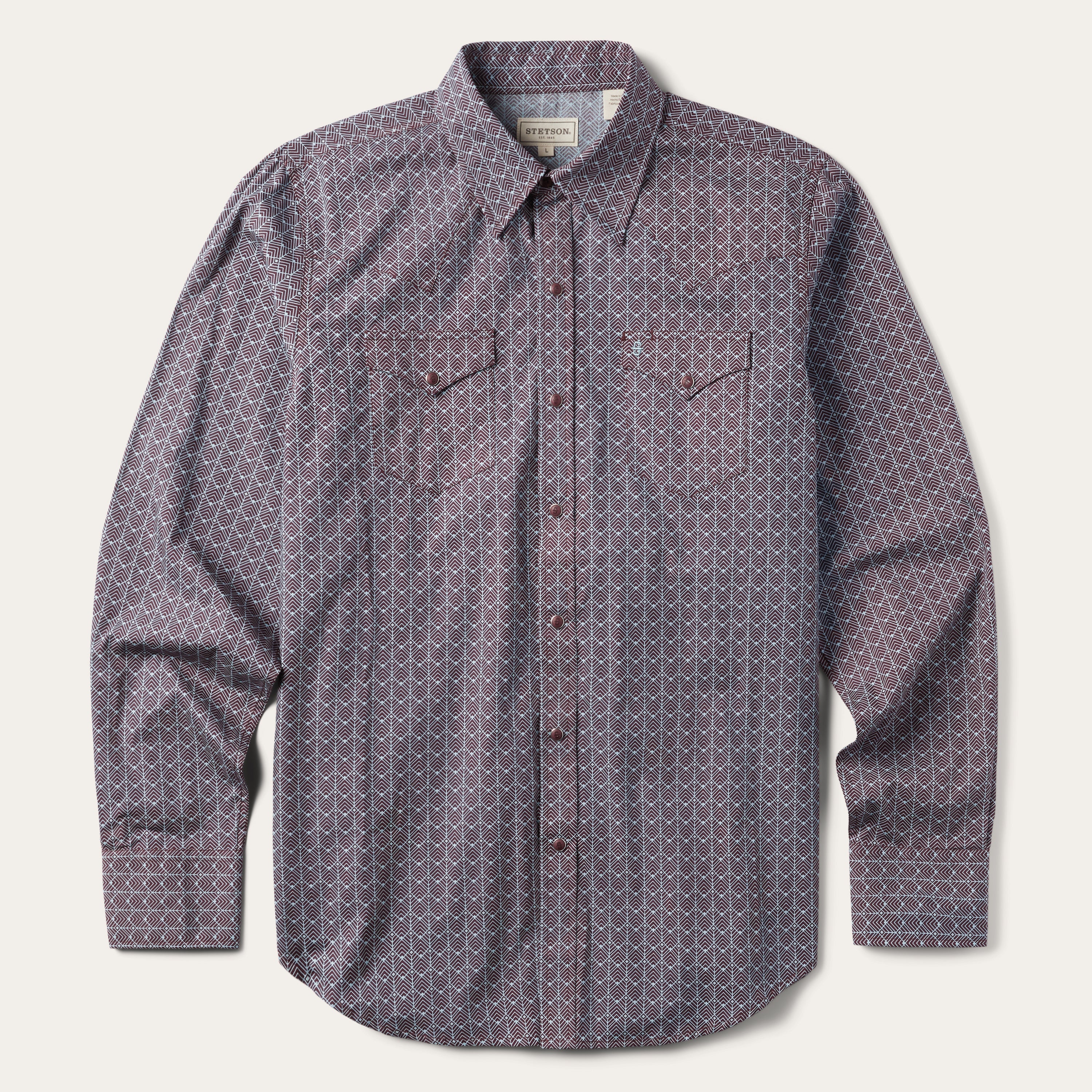 Chevron Grid Shirt Brown | Stetson
