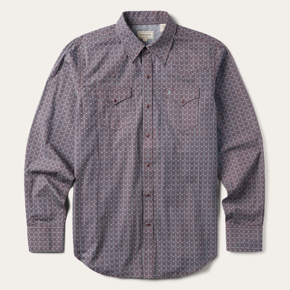 Chevron Grid Shirt Brown | Stetson