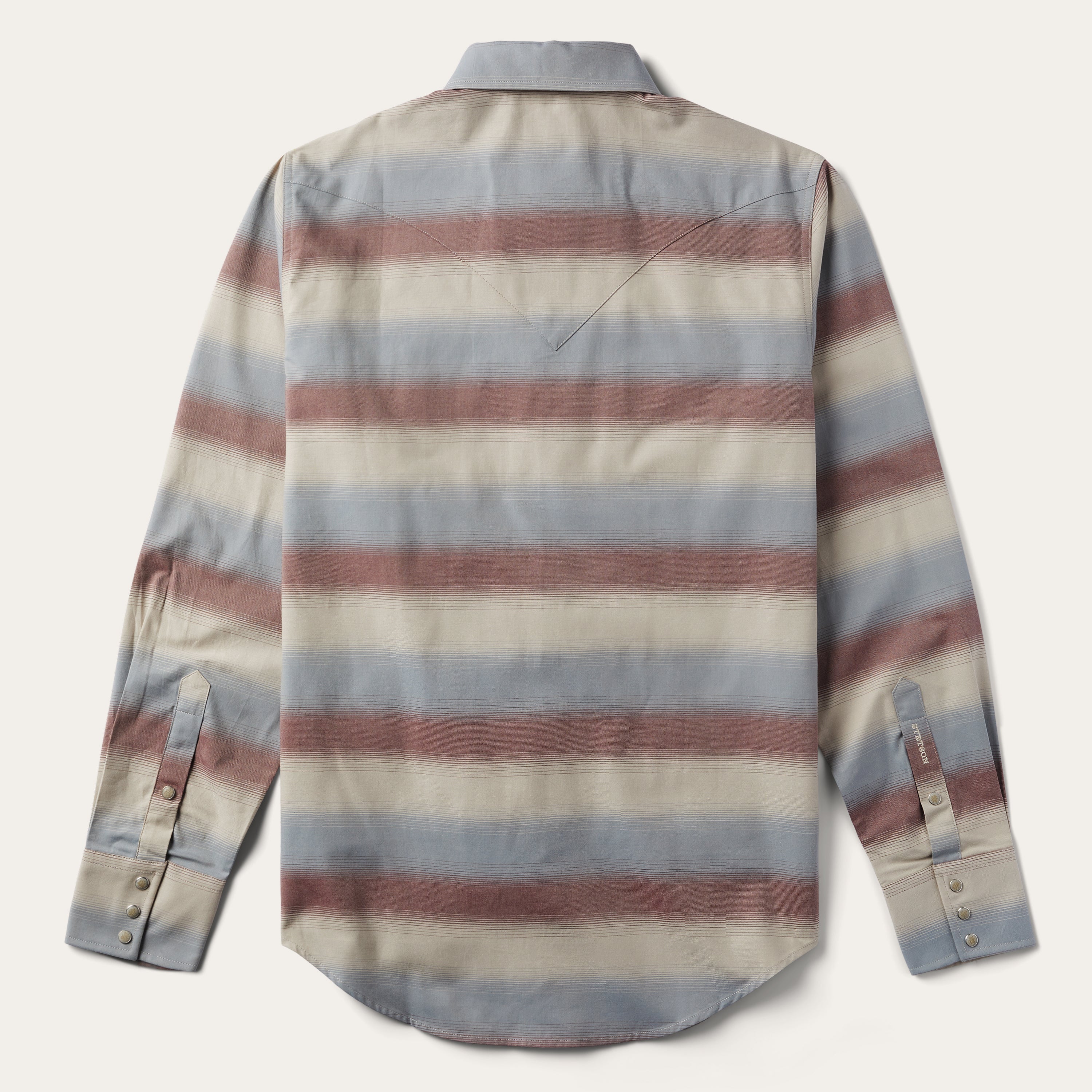 Ombre Stripe Twill Shirt Wine | Stetson