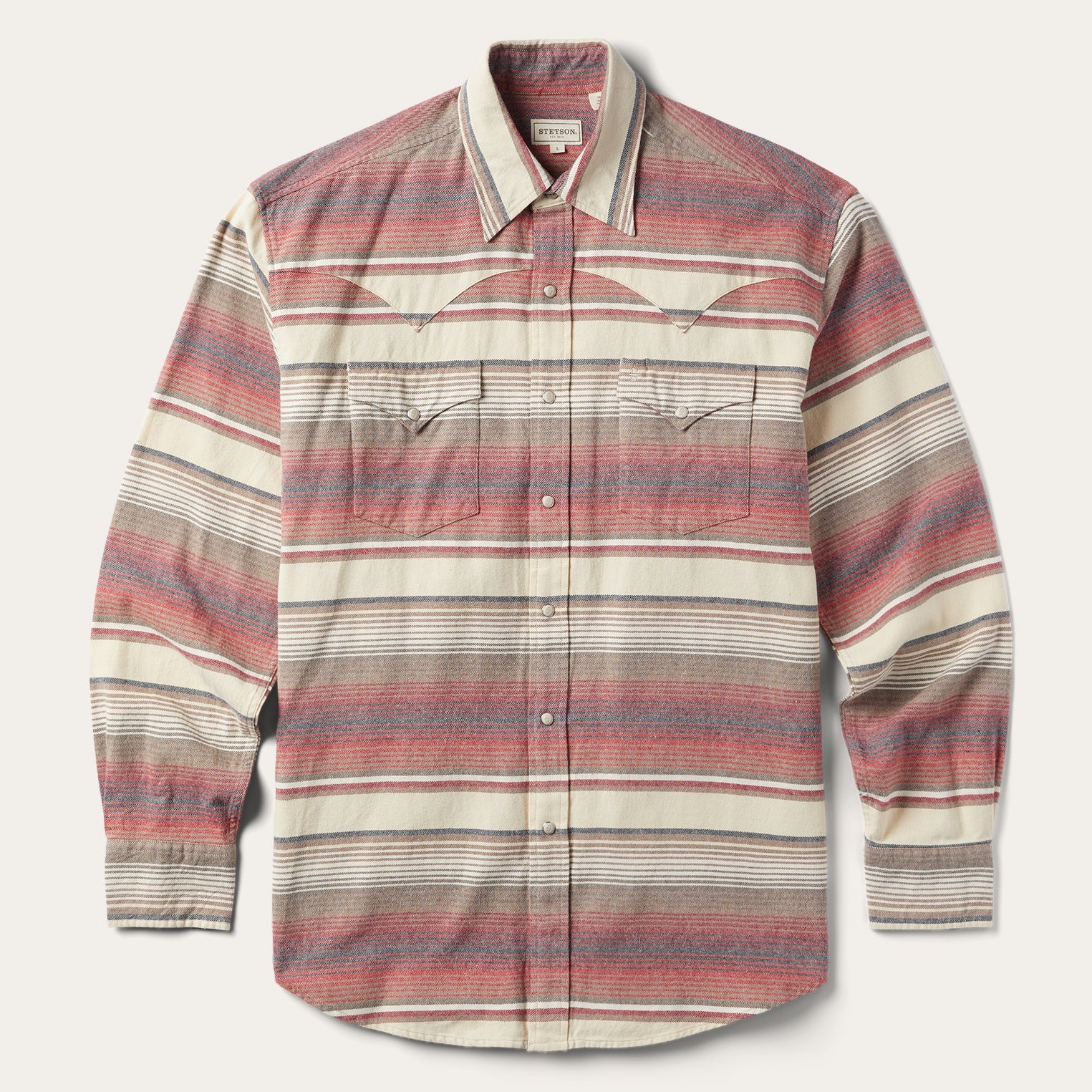 Brushed Twill Striped Shirt Red | Stetson