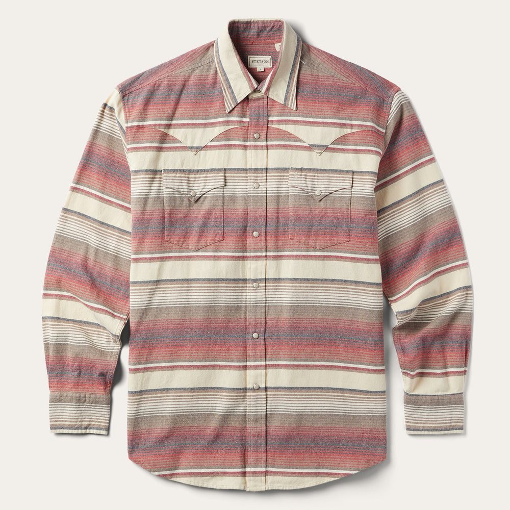 Brushed Twill Striped Shirt Red | Stetson