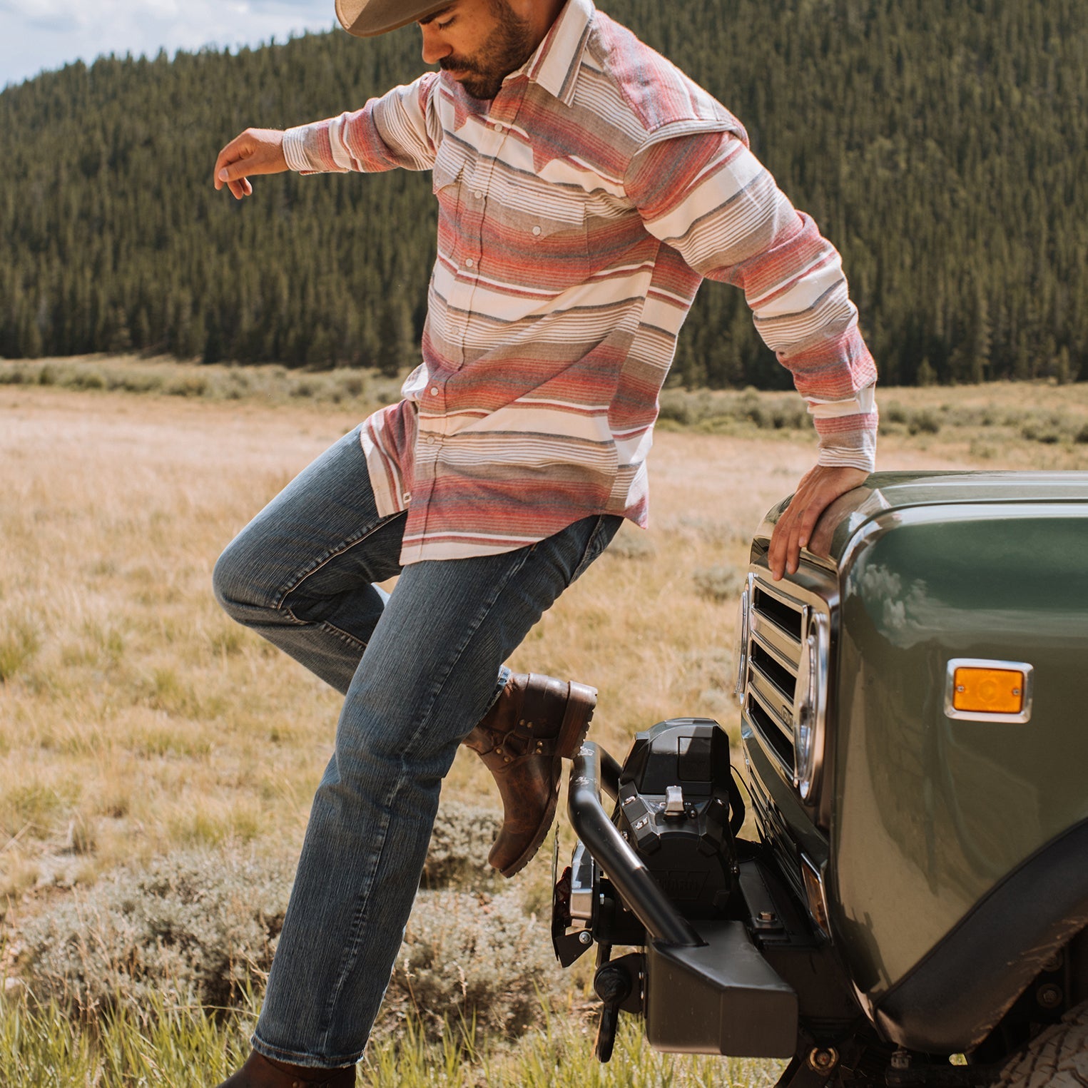 Brushed Twill Striped Shirt Red | Stetson