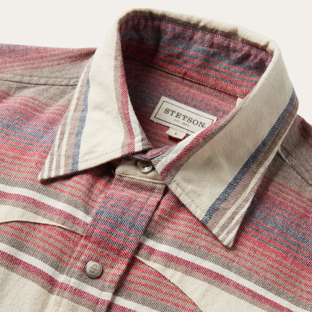 Brushed Twill Striped Shirt Red | Stetson