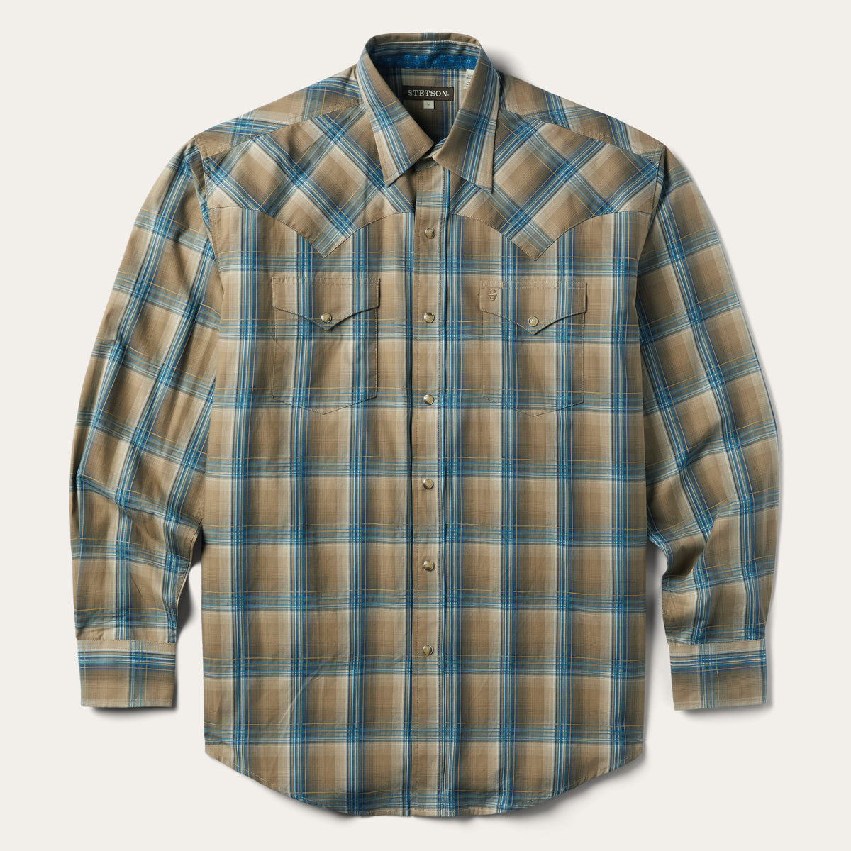 Khaki Ombre Plaid Shirt Brown | Stetson
