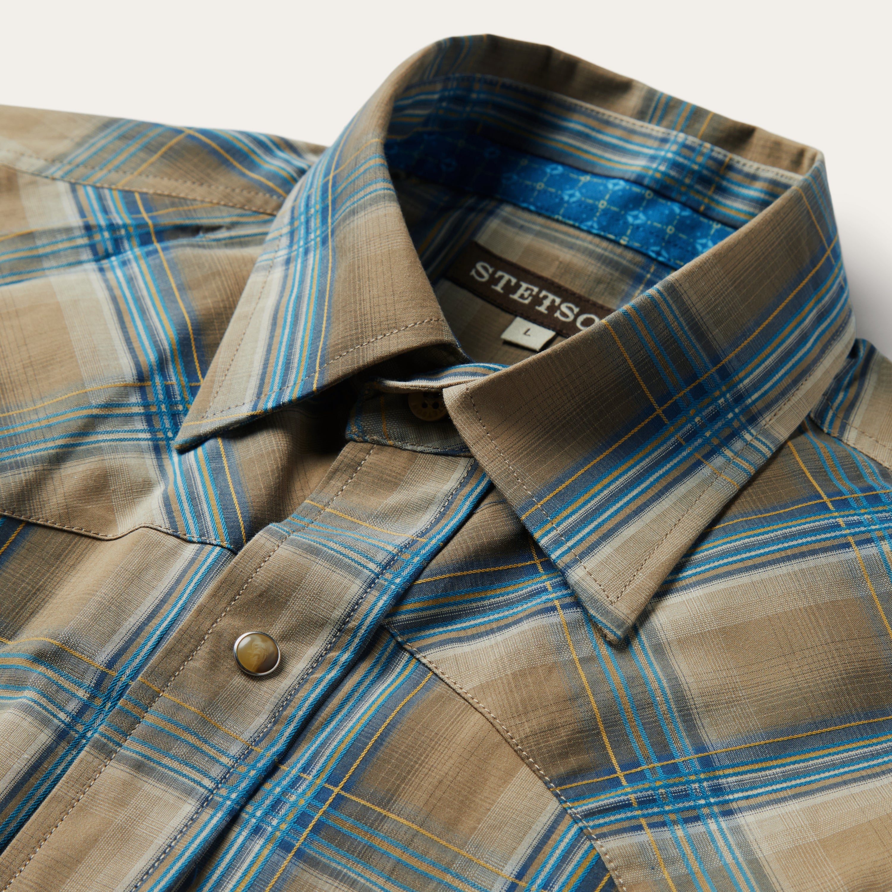 Khaki Ombre Plaid Shirt Brown | Stetson