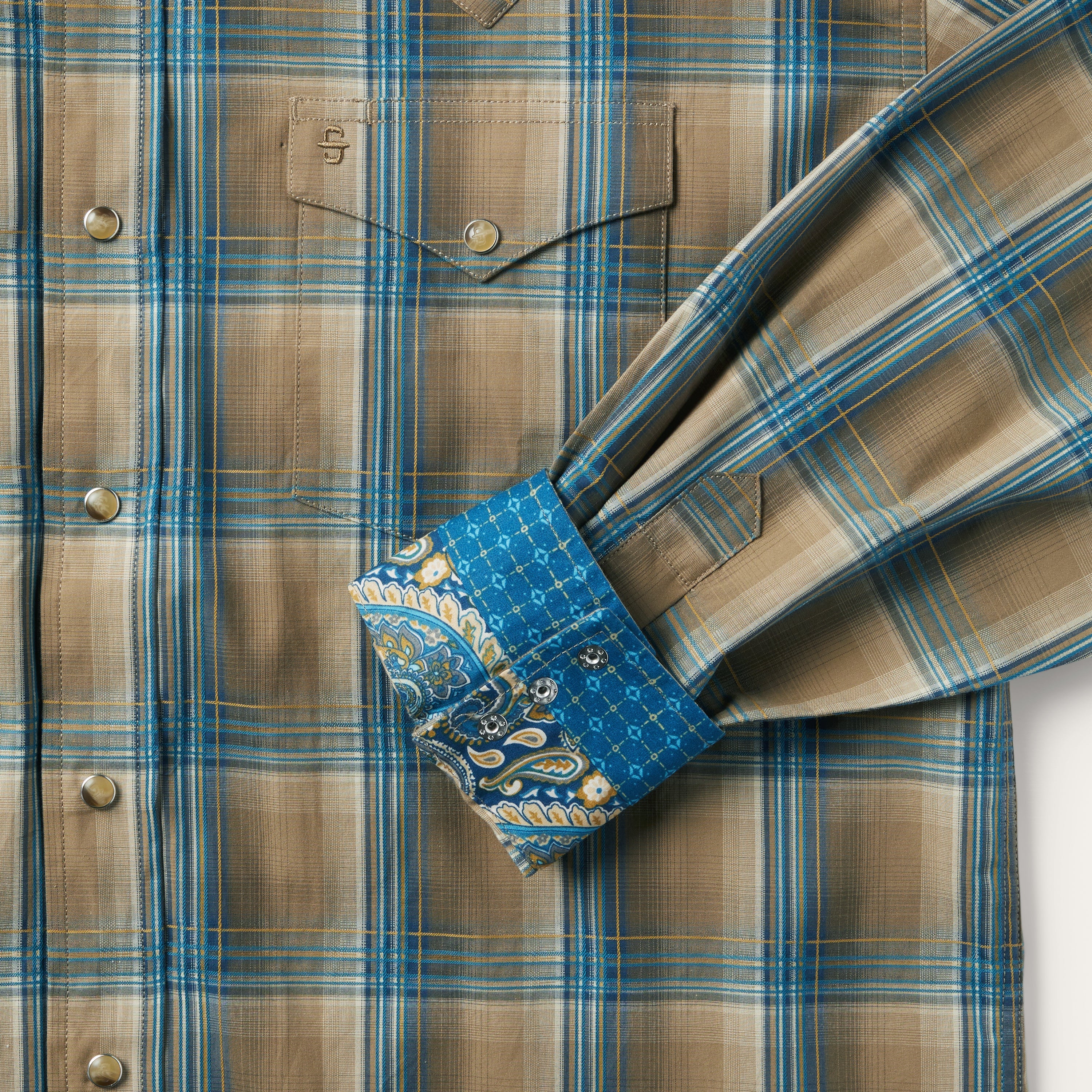Khaki Ombre Plaid Shirt Brown | Stetson