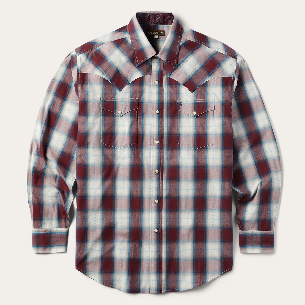 Wine Plaid Shirt Wine | Stetson