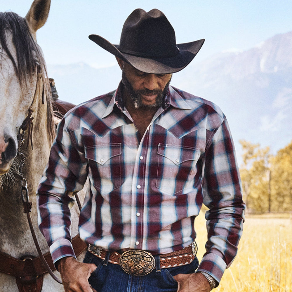 Wine Plaid Shirt Wine | Stetson
