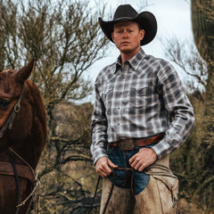 Dobby Twill Plaid Shirt Brown | Stetson
