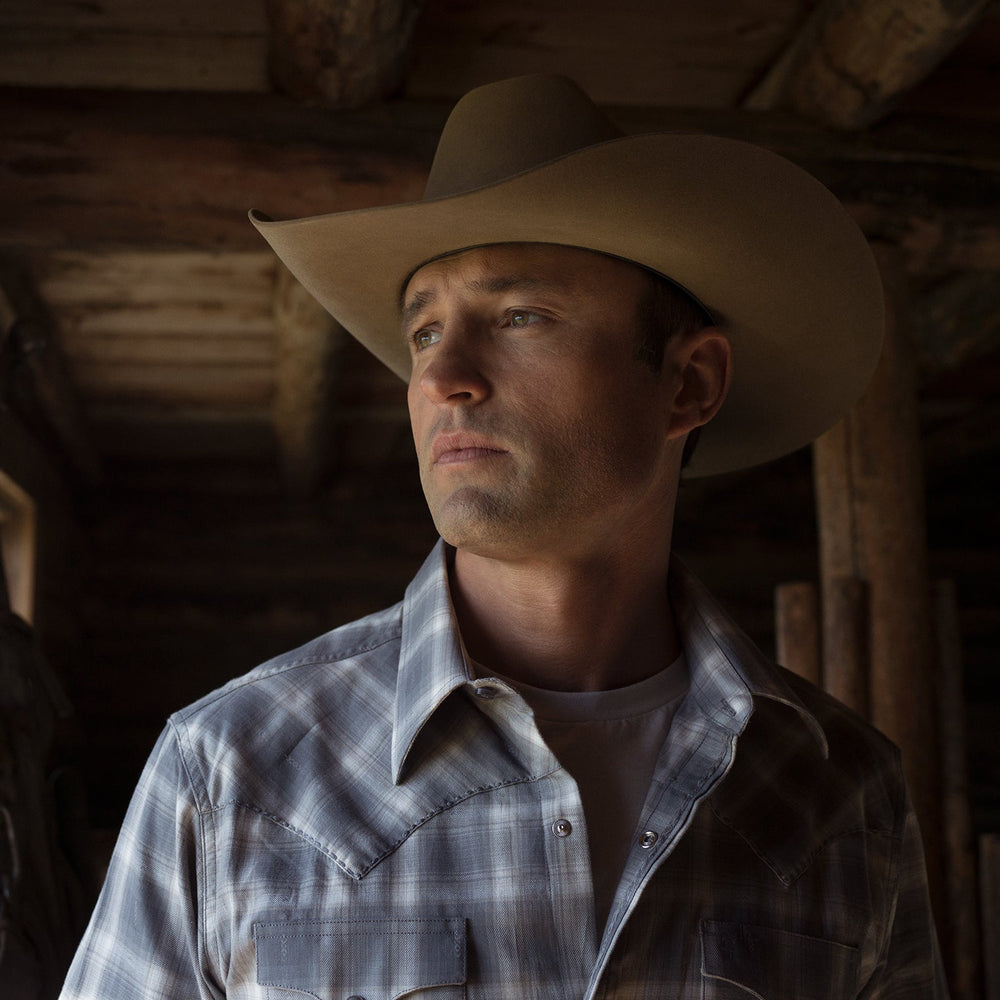 Dobby Twill Plaid Shirt Brown | Stetson