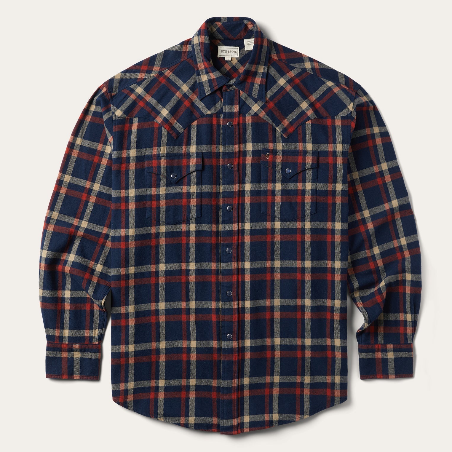 Brushed Twill Plaid Shirt Blue | Stetson