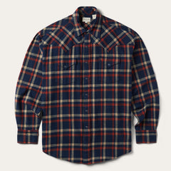 Brushed Twill Plaid Shirt Blue | Stetson