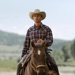 Brushed Twill Plaid Shirt Blue | Stetson