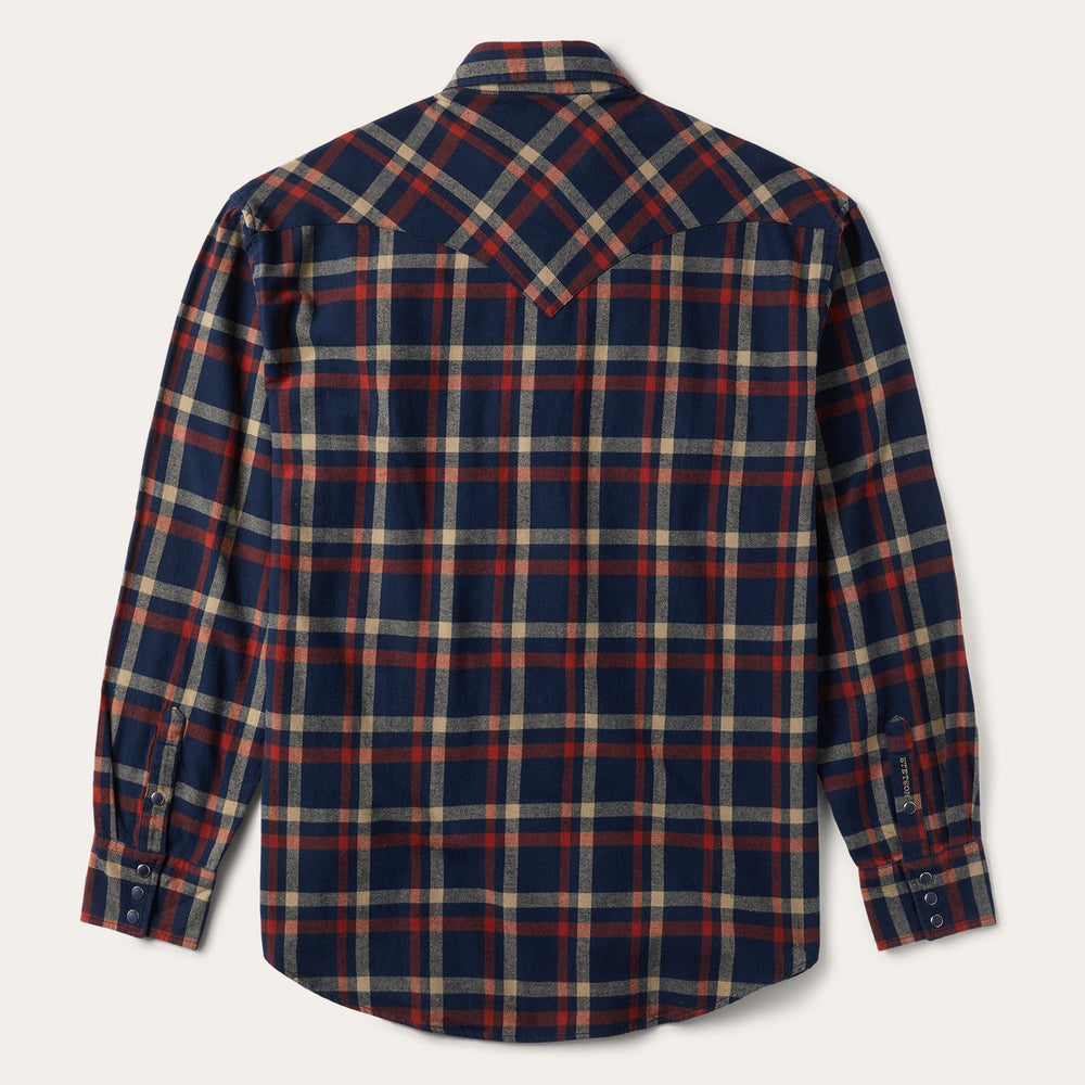Brushed Twill Plaid Shirt Blue | Stetson