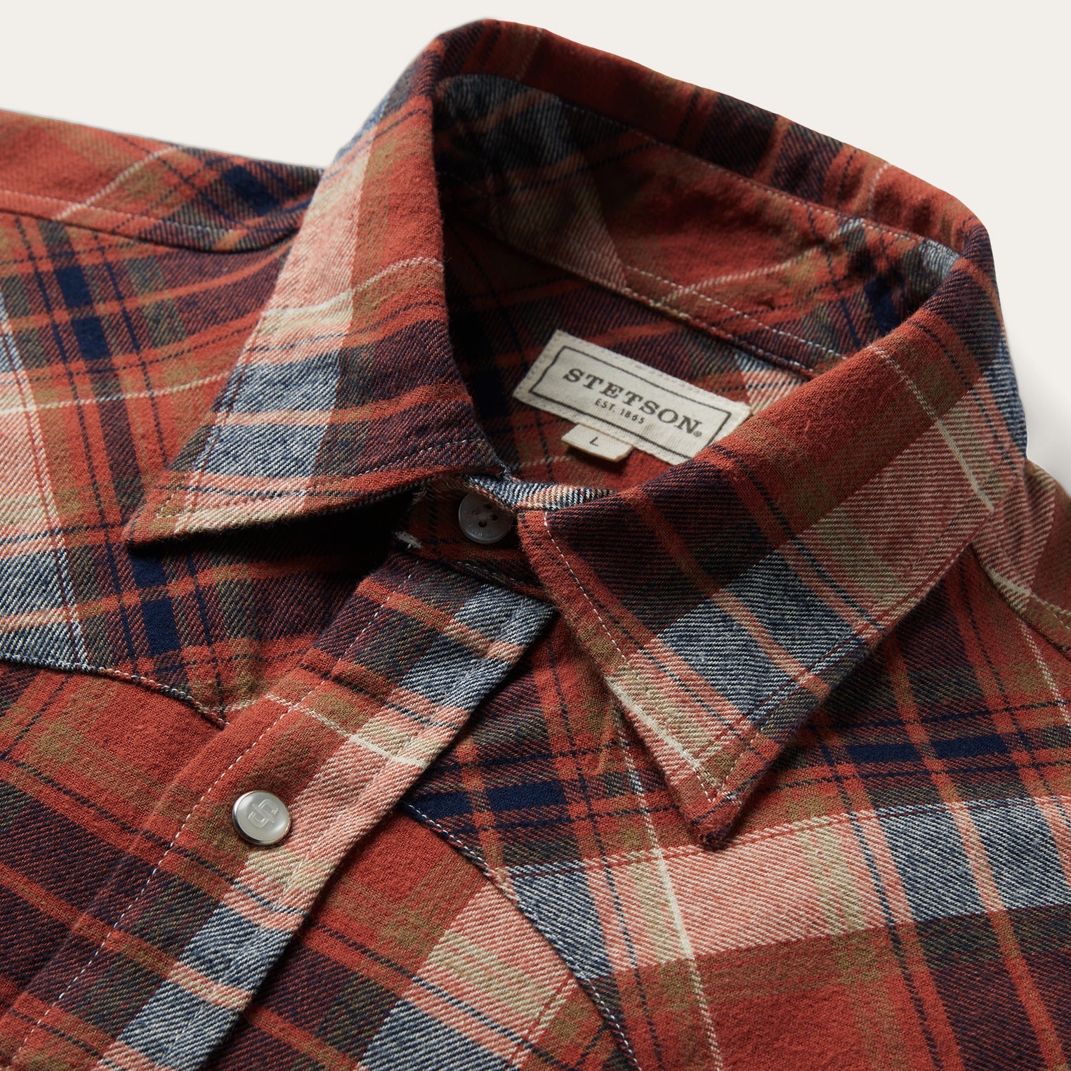 Brushed Twill Plaid Shirt Orange | Stetson