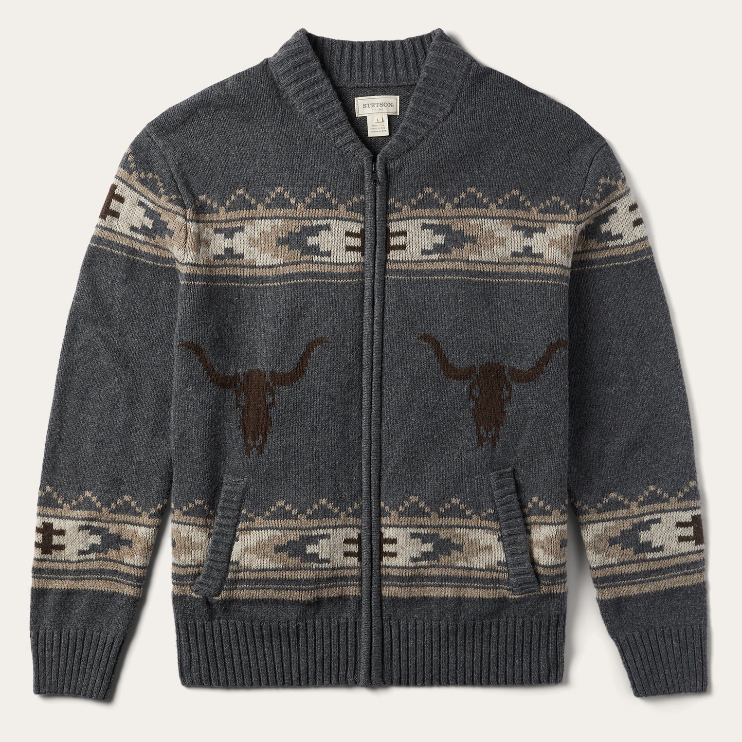 Longhorn Cardigan Grey | Stetson