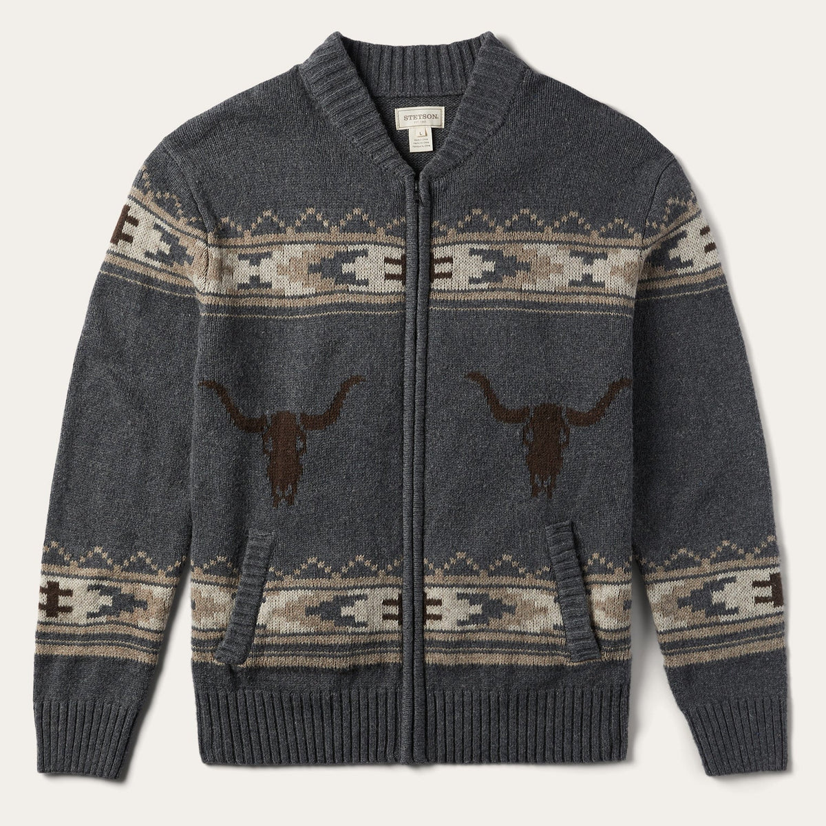 Longhorn Cardigan Grey | Stetson