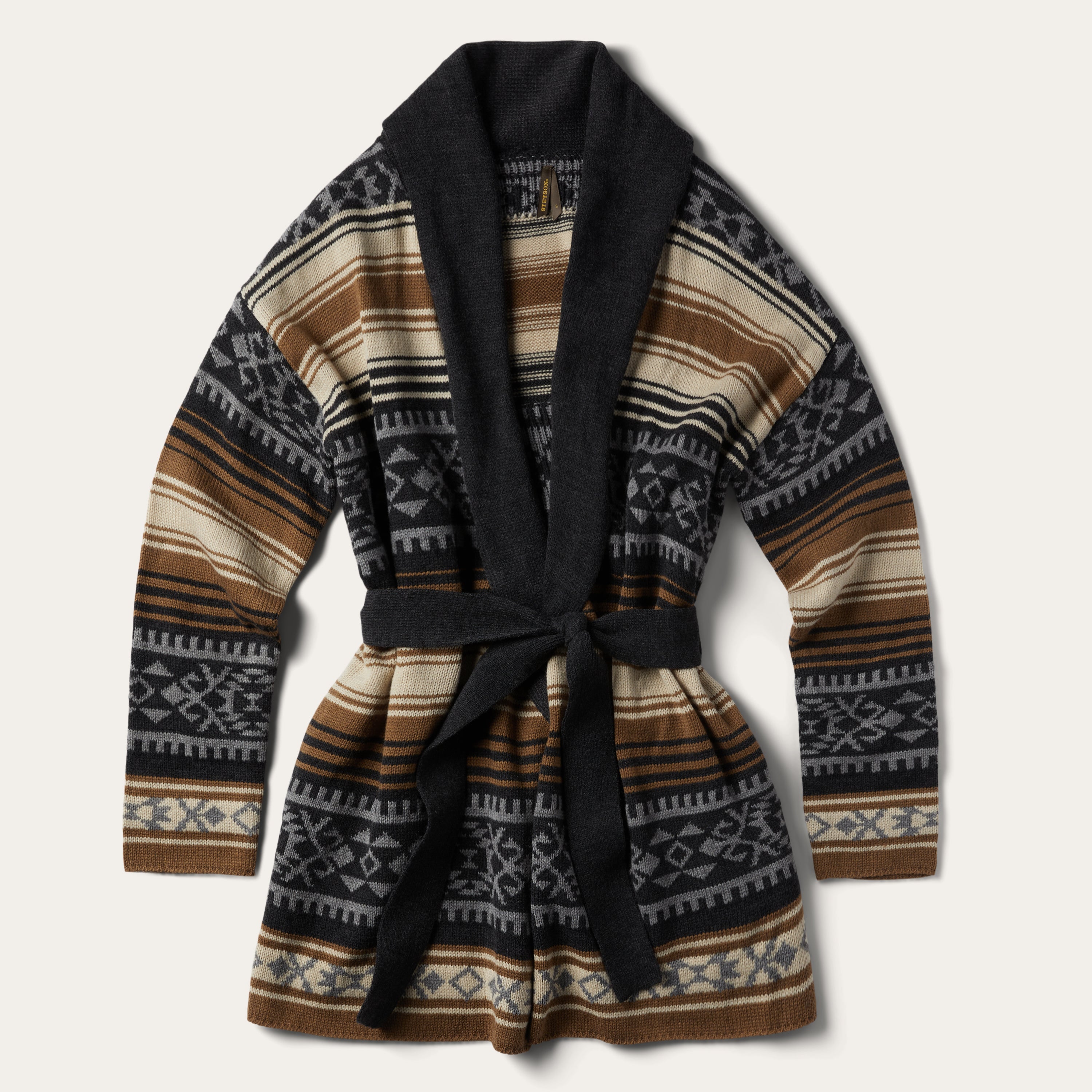 Brown Serape Belted Cardigan Brown | Stetson