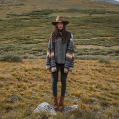 Brown Serape Belted Cardigan Brown | Stetson