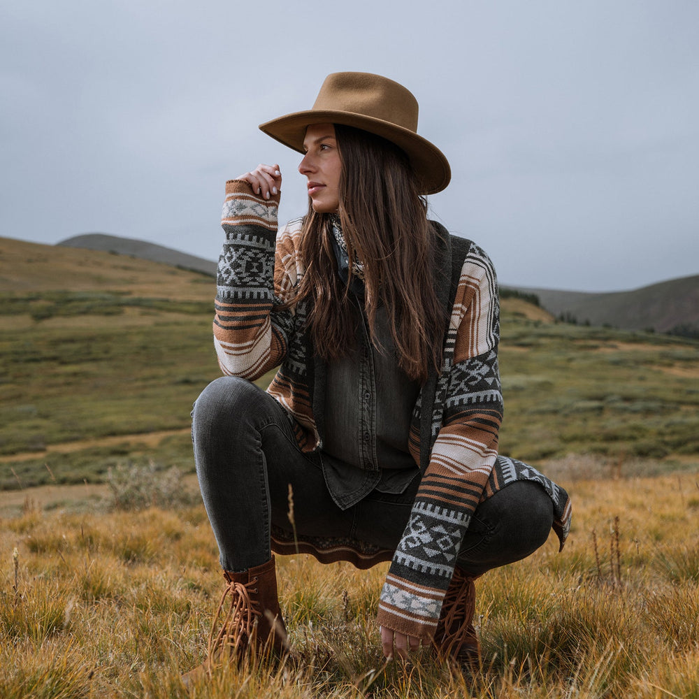 Brown Serape Belted Cardigan Brown | Stetson