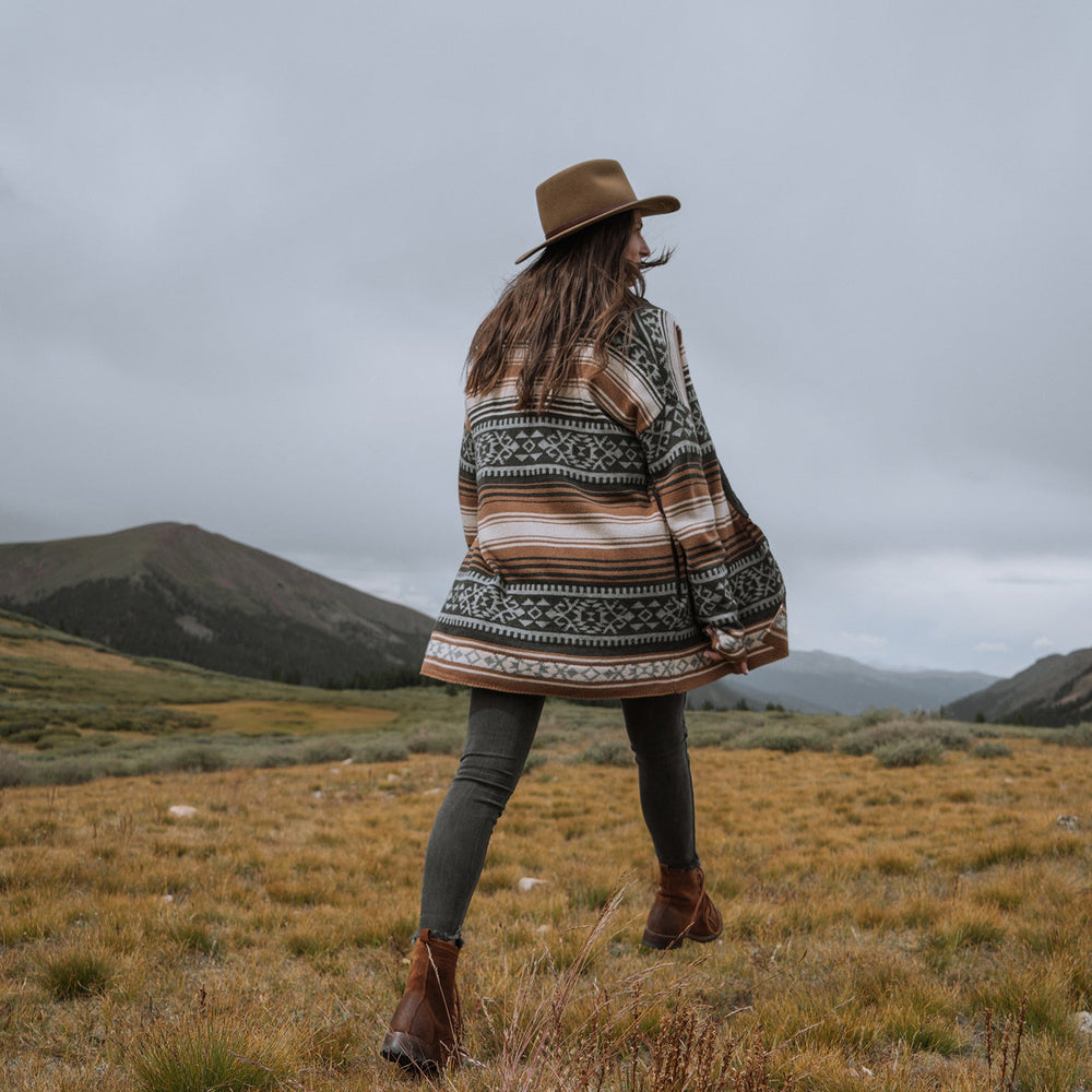 Brown Serape Belted Cardigan Brown | Stetson