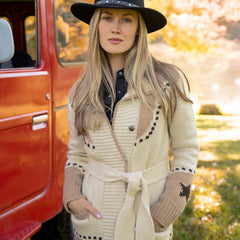 Horseshoe & Star Belted Cardigan White | Stetson