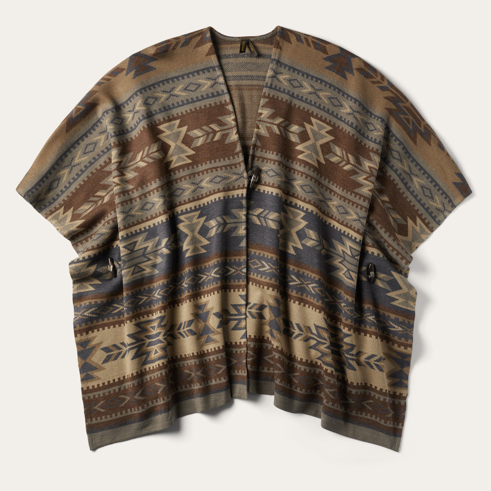 Aztec Print Sweater Poncho Multi | Stetson