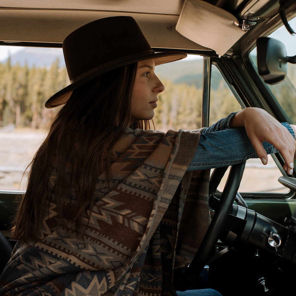 Aztec Print Sweater Poncho Multi | Stetson