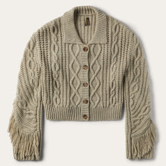 Cream Fringed Cardigan Tan | Stetson